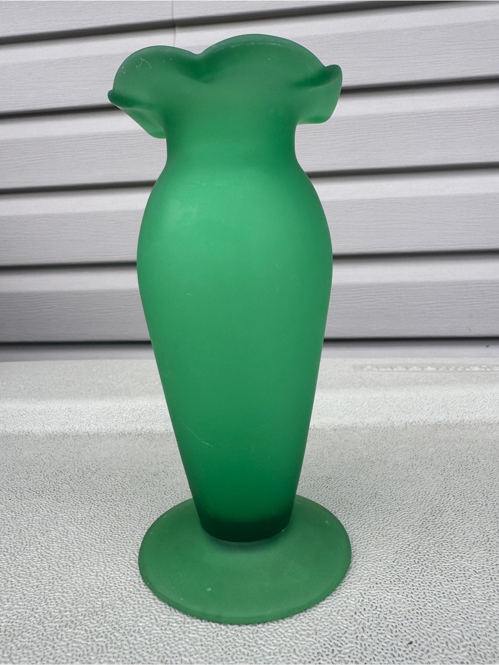 Green Frosted Satin Glass Vase